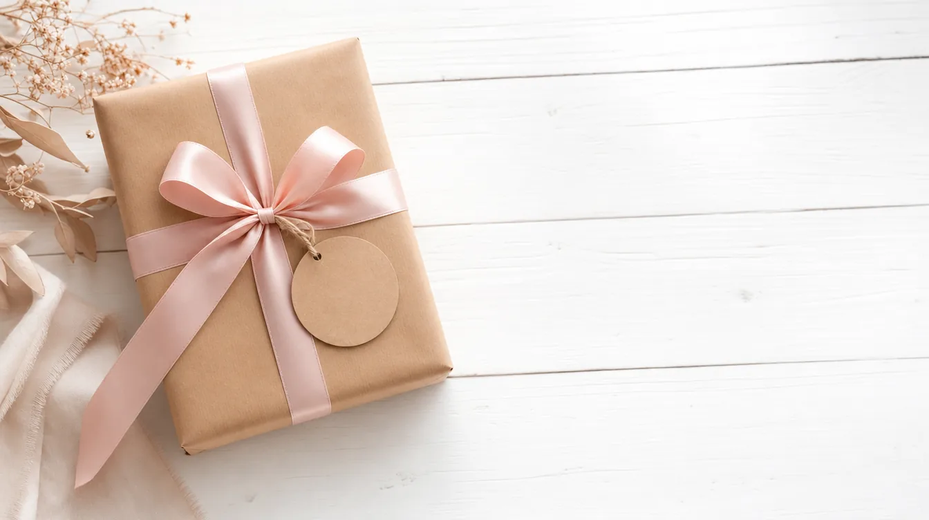 Wrapped TaraSkinCare parcel with ribbon ready for delivery